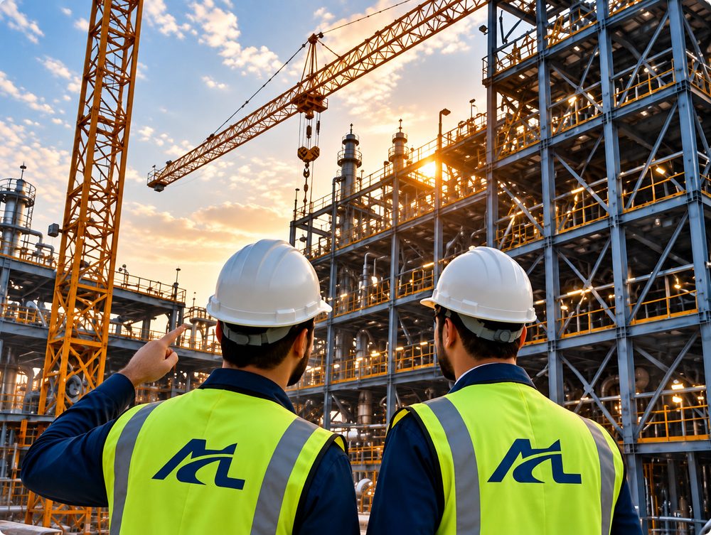 AHCL engineers overseeing an industrial construction site
